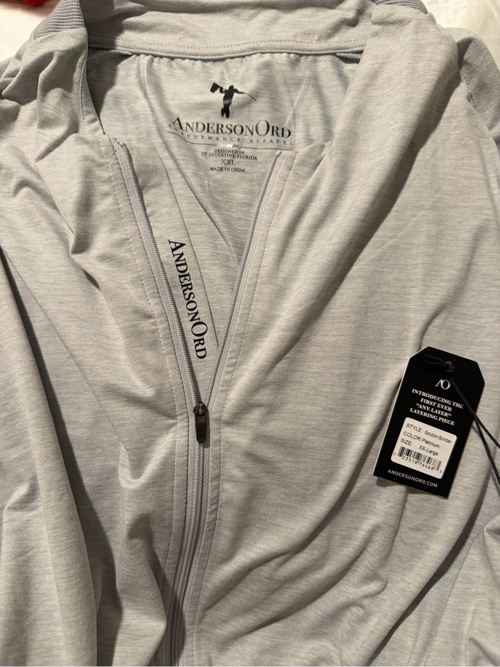 AndersonOrd Men’s Light Gray Lightweight Zip Shirt Jacket